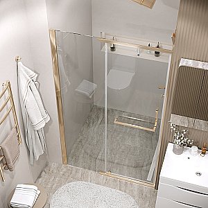 Душевая дверь Grossman Pragma 110 100.K33.03.110.32.00 стекло прозрачное/профиль золото сатин купить в интернет-магазине Sanbest