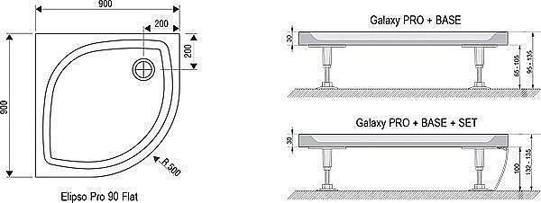 Душевой поддон Ravak Galaxy Pro Flat Elipso 90x90 XA237711010 купить в интернет-магазине Sanbest