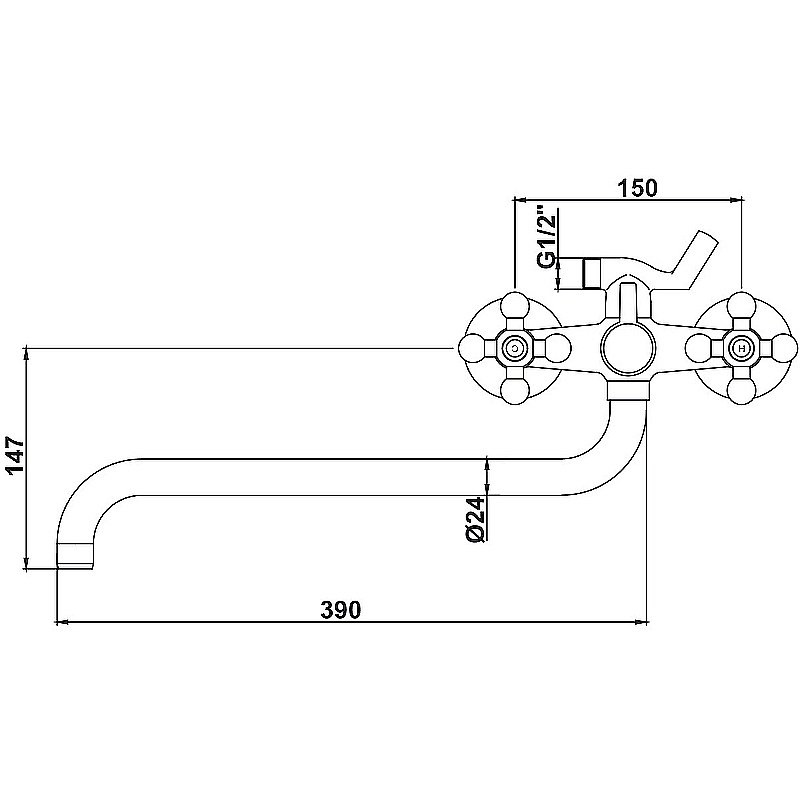 Смеситель для ванны Kaiser Carlson Lux 11056 купить в интернет-магазине сантехники Sanbest