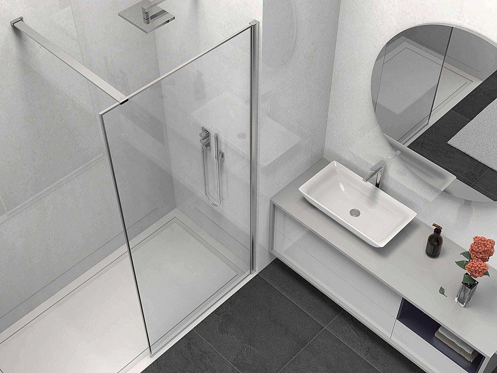Душевое ограждение Vincea Walk-In VSW-1HS100CL 100 стекло прозрачное/профиль хром купить в интернет-магазине Sanbest
