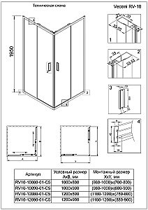 Душевой уголок Veconi Rovigo RV10-10080-01-C5 100х80 купить в интернет-магазине Sanbest