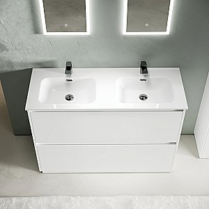 Тумба с раковиной Sancos Libra Floor 120 LB120F-2W белая для ванной в интернет-магазине Sanbest