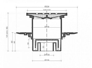Душевой трап без рамки PESTAN Confluo Standard Vertical Square 15x15 купить в интернет-магазине Sanbest