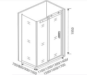 Душевой уголок Good Door Galaxy WTW+SP 150х90 стекло прозрачное/профиль черный купить в интернет-магазине Sanbest