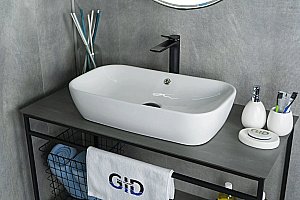 Раковина накладная Gid Geometrico 61 N9217 51132 белая купить в интернет-магазине Sanbest