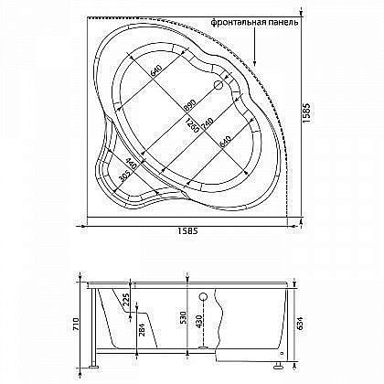 Акриловая ванна Aquanet Santiago 160 205545 с к/с купить в интернет-магазине Sanbest