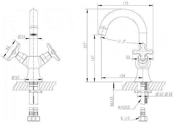 Смеситель для раковины Bravat SUMMER RAIN F177111C-1 купить в интернет-магазине сантехники Sanbest