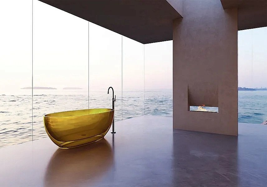 Ванна Abber Kristall AT9703Amber 170x75 желтая прозрачная купить в интернет-магазине Sanbest