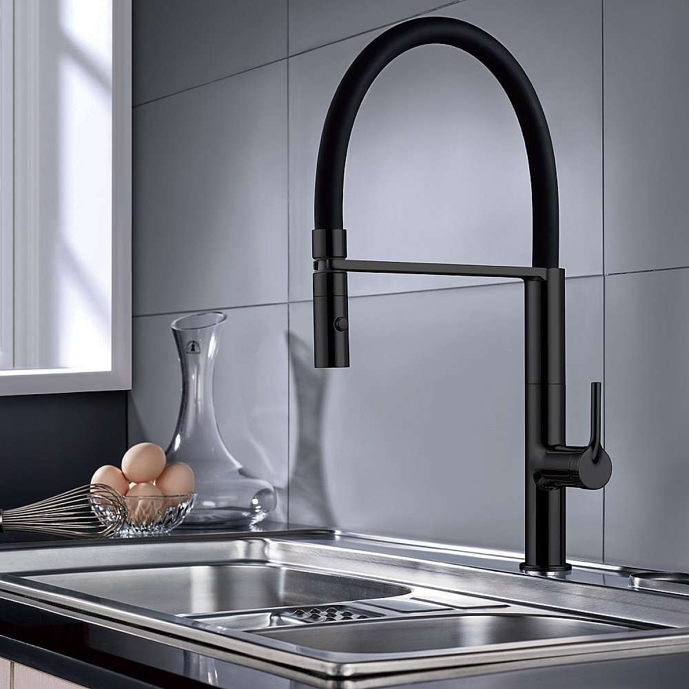 Смеситель для кухни Vincea VKF-114MB черный матовый купить в интернет-магазине сантехники Sanbest