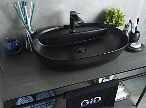 Раковина накладная Gid Lago 61 Bm1346 53345 черная матовая купить в интернет-магазине Sanbest