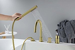 Смеситель на борт ванны Aquatek Европа AQ1348BG золото шлифованное купить в интернет-магазине сантехники Sanbest