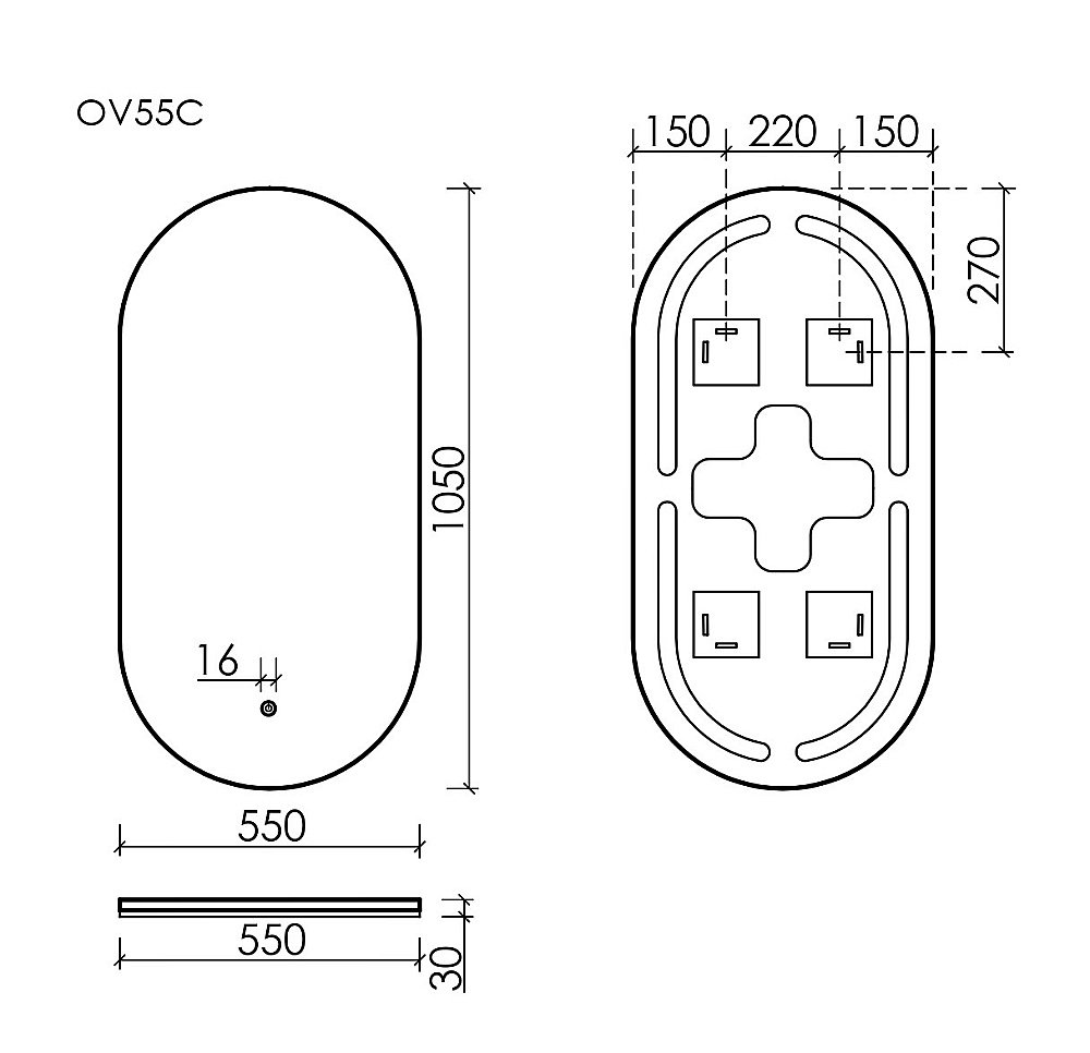 Зеркало LED Sancos Oval OV55C в ванную от интернет-магазине сантехники Sanbest