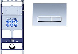 Инсталляция для унитаза Aquatek Easy Fix INS-0000010 с кнопкой KDI-0000024 хром матовый купить в интернет-магазине сантехники Sanbest