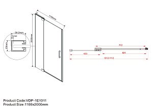 Душевая дверь Vincea Extra VDP-1E1011CLGM 100/110 профиль вороненая сталь/стекло прозрачное купить в интернет-магазине Sanbest