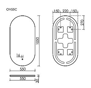 Зеркало LED Sancos Oval OV55C в ванную от интернет-магазине сантехники Sanbest