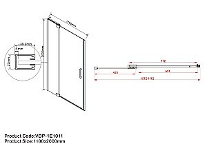 Душевая дверь Vincea Extra VDP-1E1011CLGM 100/110 профиль вороненая сталь/стекло прозрачное купить в интернет-магазине Sanbest
