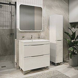 Тумба с раковиной напольная Grossman Виста 80 с 2-я ящ, белый глянец для ванной в интернет-магазине Sanbest