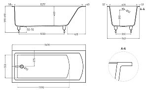 Ванна Salini Cascata S-Stone 170x75 104123MF RAL матовая купить в интернет-магазине Sanbest