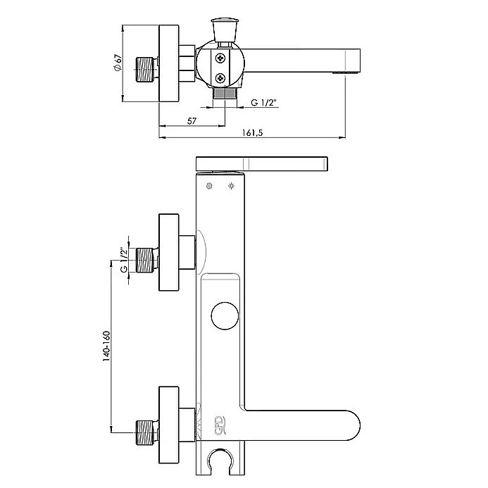 Смеситель для ванны GPD Gildo MBB165-S-R Черный - Розовое золото купить в интернет-магазине сантехники Sanbest