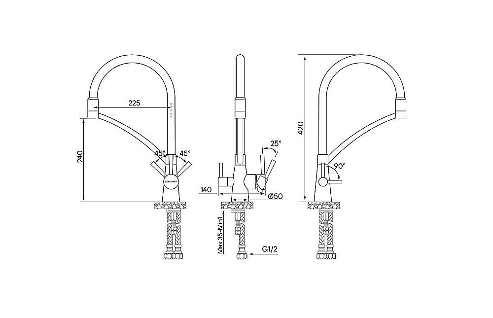 Смеситель для кухни Paulmark Sigen Si213111-CrW Хром, Белый купить в интернет-магазине сантехники Sanbest