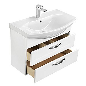 Тумба с раковиной Акватон Ария 80 М белая глянцевая для ванной в интернет-магазине Sanbest