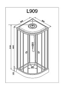 Душевая кабина DTO L 909 с пультом 90х90 купить в интернет-магазине Sanbest
