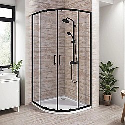 Душевой уголок Good Door Lite 80х80 ЛТ00028 стекло прозрачное/профиль черный матовый купить в интернет-магазине Sanbest
