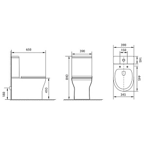 Унитаз-компакт Aquanet Rimless Roll-C CL-12249B с крышкой микролифт, с бачком, безободковый купить в интернет-магазине Sanbest