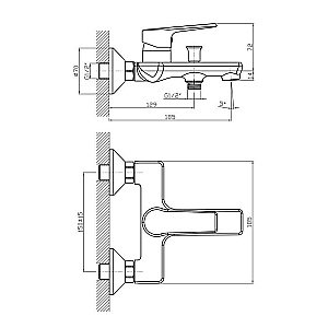 Смеситель для ванны Koller Pool Edge ED0100 хром купить в интернет-магазине сантехники Sanbest
