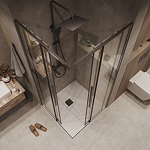 Душевой уголок Grossman Galaxy 300.K33.01.9090.42.00 90x90 стекло прозрачное/профиль графит сатин купить в интернет-магазине Sanbest