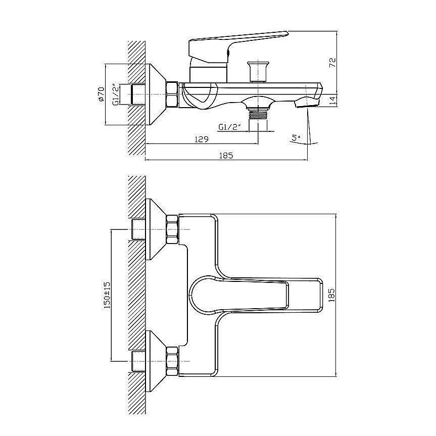 Смеситель для ванны Koller Pool Edge ED0100 хром купить в интернет-магазине сантехники Sanbest