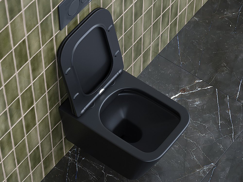 Унитаз подвесной Ceramica Nova METRIC Rimless CN3007MB безободковый, с крышкой микролифт, черный купить в интернет-магазине Sanbest