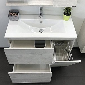 Тумба с раковиной Comforty Верона 00-00001972 90 дуб белый для ванной в интернет-магазине Sanbest