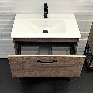 Тумба с раковиной Comforty Бредфорд 00-00008074 75 дуб темный для ванной в интернет-магазине Sanbest