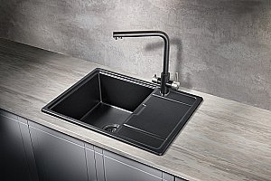 Мойка кухонная Milacio Navarra 65 Cuarzo MC.77061 черная матовая купить в интернет-магазине сантехники Sanbest