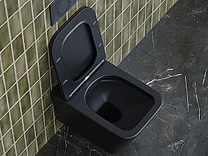 Унитаз подвесной Ceramica Nova METRIC Rimless CN3007MB безободковый, с крышкой микролифт, черный купить в интернет-магазине Sanbest