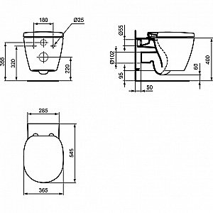 Унитаз подвесной Ideal Standard Connect E047901 белый, безободковый купить в интернет-магазине Sanbest