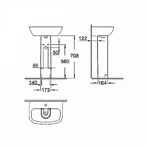 Раковина на пьедестале Grohe Bau Ceramic 61 белая купить в интернет-магазине Sanbest