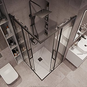 Душевой уголок Grossman Cosmo 300.K33.02.9090.21.00 90x90 стекло прозрачное/профиль черный матовый купить в интернет-магазине Sanbest