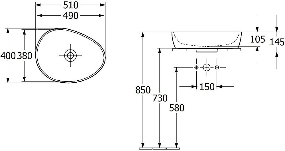 Раковина накладная Villeroy&Boch Antao 51 4A7351R1 альпийский белый купить в интернет-магазине Sanbest