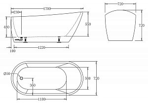 Ванна акриловая BelBagno BB62 170х72 белая купить в интернет-магазине Sanbest