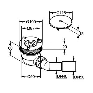 Сифон для поддона Kludi Tasso 210980500 купить в интернет-магазине сантехники Sanbest