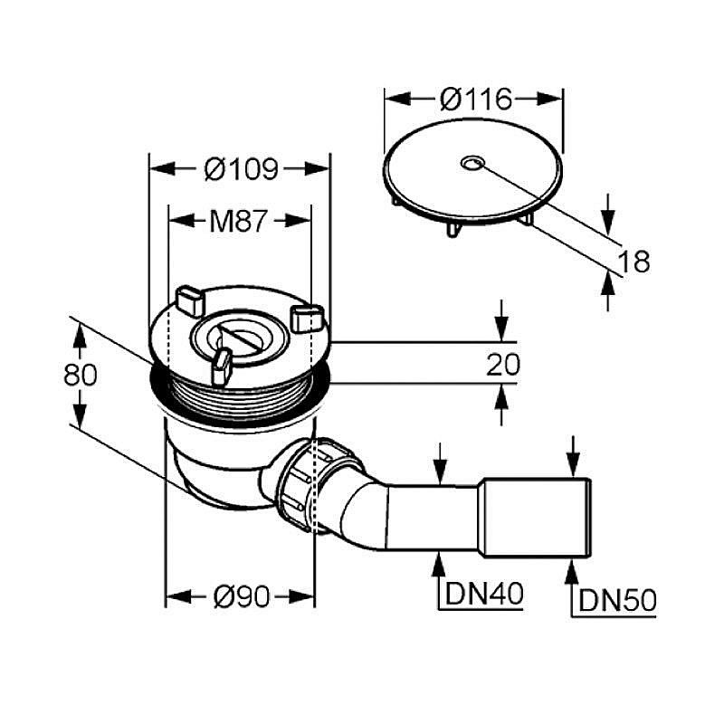 Сифон для поддона Kludi Tasso 210980500 купить в интернет-магазине сантехники Sanbest
