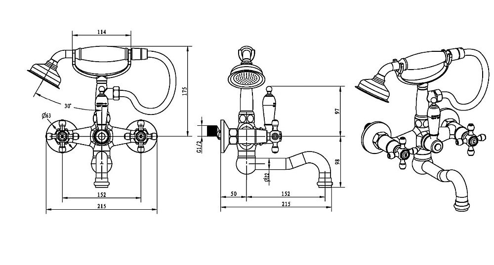 Смеситель для ванны Boheme Flora 313-FL купить в интернет-магазине сантехники Sanbest