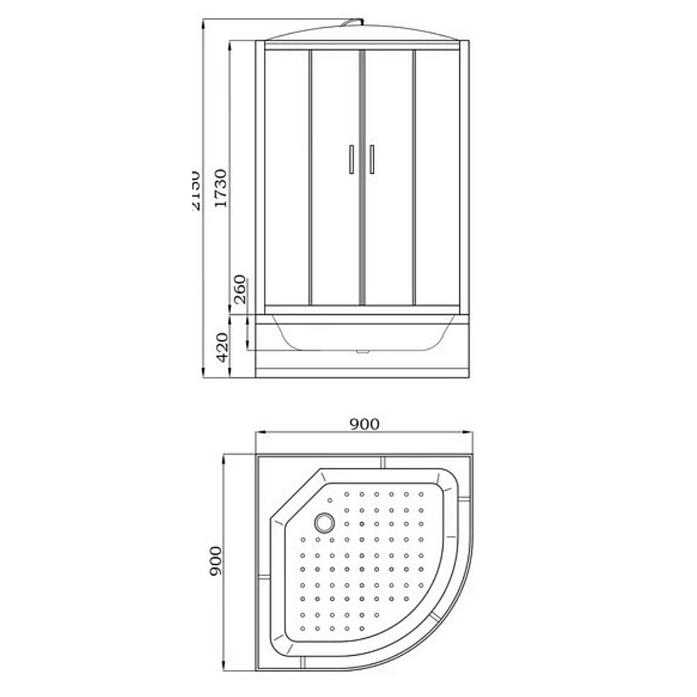 Душевая кабина Parly Эконом EC921 Classic, тонированное закалённое стекло, 90×90×215 см купить в интернет-магазине Sanbest