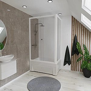 Душевой уголок Радомир Верчелли 1-09-2-0-0-0120 120х84 профиль матовый хром/стекло прозрачное купить в интернет-магазине Sanbest