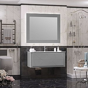 Тумба с раковиной Опадирис Луиджи 120 серая матовая для ванной в интернет-магазине Sanbest