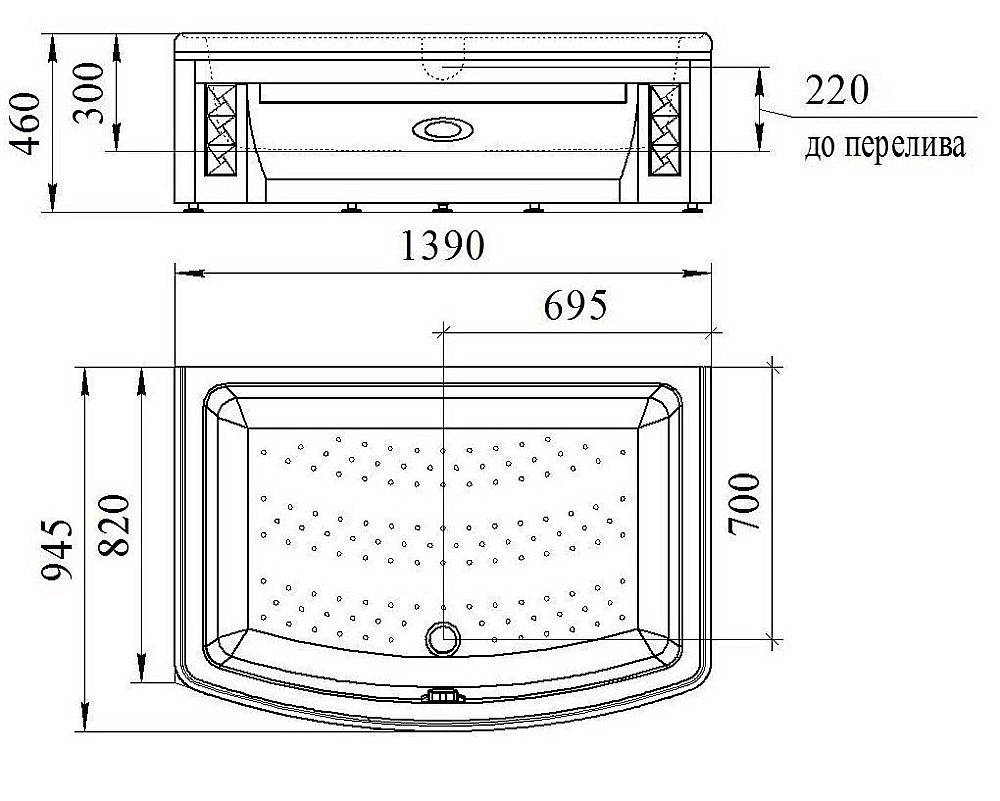 Душевой поддон Радомир Диана 1-11-0-0-0-014 139x95 белый купить в интернет-магазине Sanbest