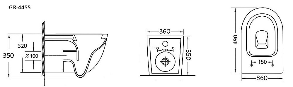 Унитаз подвесной GROSSMAN Color GR-4455BMS безободковый, с крышкой микролифт, черный матовый купить в интернет-магазине Sanbest