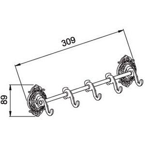 Планка с 5-ю крючками Hayta Antic Brass 13902-5/VBR бронза купить в интернет-магазине сантехники Sanbest